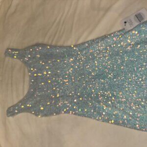 American Threads Pixie Blue Sequined Mini Dress